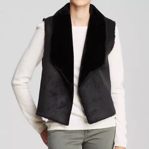 LOFT Black Faux Suede Vest with Plush Lining